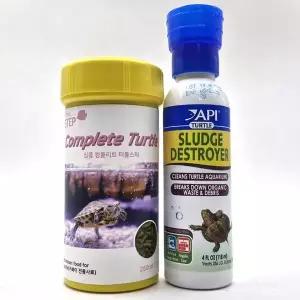 [SIMPLE STEP]심플 컴플리트 거북이 먹이 사료 밥 250ML 박테리아제 터틀 슬러지 디스트로이어 118ML 세트