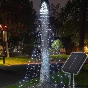 크리스마스 RMP164P2 탑트리 태양광 LED 폭포 전구 백색 350구