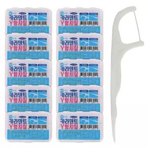 일회용 휴대용 손잡이 y형  y자형 치실 카라덴트 50P 10박스