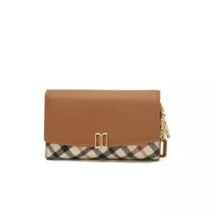 [롯데백화점]닥스 액세서리 LL[선물포장/쇼핑백동봉][VICTORIA] 브라운 체크배색 DD로고 중지갑 DCWA4E423