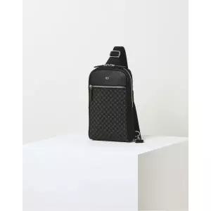 [롯데백화점]닥스 액세서리 [LOUIS BRIDGE]블랙 패턴배색 가죽 웨이스트백 DBBA2F607BK