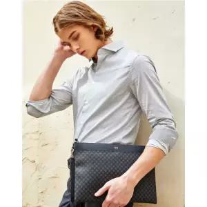 [롯데백화점]닥스 액세서리 YD [LOUIS BRIDGE]블랙 가죽 DD로고 패턴 라지 클러치백 DBBA2E466