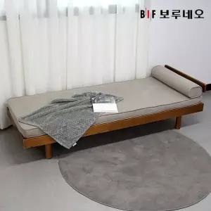 [보리보리/보루네오하우스]앳홈 시에스타 원목 아쿠아텍스 데이베드 소파베드+매트+원형쿠션1개