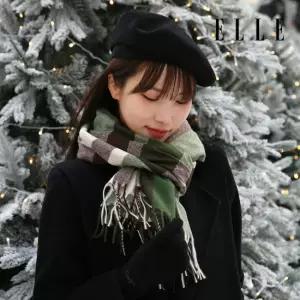 엘르 프렌즈 롱 체크 머플러 SE44MP305