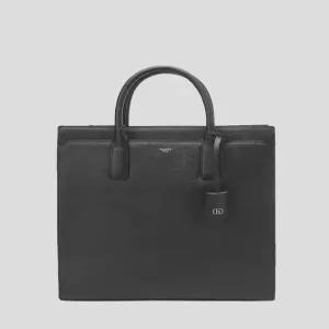 헤지스 액세서리 [15인치 노트북 수납가능][선물추천]블랙 단색 소가죽 토트백 HJBA5E626BK