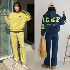 [핑크시슬리] SET/미키 백로고 후드 풀오버 트레이닝세트