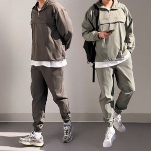 [당일발송] 코나 우븐 트레이닝 반집업 후드 아노락 밴딩 조거 세트 런닝복 땀복 M-4XL