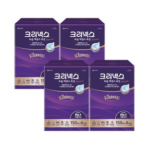 크리넥스 보습에센스 로션 천연펄프 미용티슈 3겹, 150매, 6입, 4개