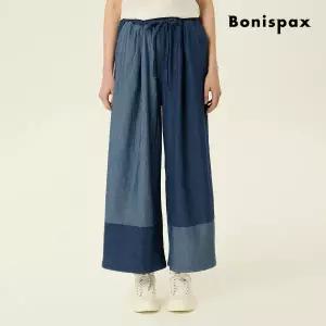 [롯데백화점]보니스팍스 투톤 데님 밴딩 와이드 팬츠 (XP5PT003M0)