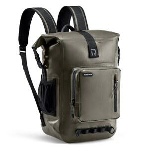 카약, 여행, 서핑, 보트 타기, 낚시, 캠핑을 위한 롤탑 잠금 기능이 있는 RIDEIRON 방수 백팩 모터사이클 드라이백 (올리브 35L)