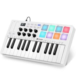 음악 제작을 위한 뱅고아 비트 메이커, 25키 미디 패드 메이커 머신, 무선 속도 감지 미니 컨트롤러 키보드 컴퓨터 녹음 컨트롤러, 초보자용 드럼 포함