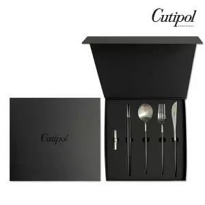 [큐티폴] 고아 블랙실버 디너 4종 선물세트(디너스푼,디너포크,디너나이프,젓가락세트)