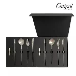[큐티폴] 고아 블랙실버 디너 4종 8p 선물세트(스푼2,포크2,나이프2,젓가락세트2)