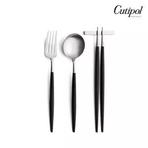 [큐티폴] 고아 블랙실버 디너 3종세트(디너스푼,디너포크,젓가락세트)