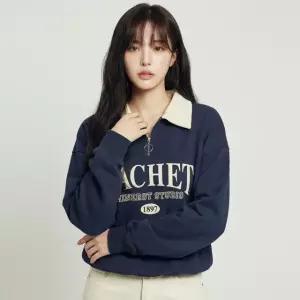 [샐리] 카라배색집업레터링맨투맨_I5C-CTS003