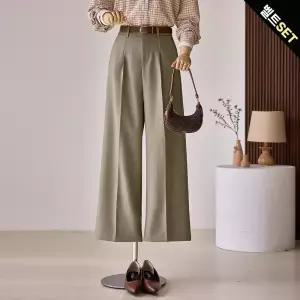 [커스텀에이블] [55~77]기획 앞주름 벨트 슬랙스_T2509PT608C