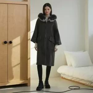 [롯데백화점]에고이스트 [성해은 착용] 레더 장식 포인트 후디 롱 코트 (EQ4WC161)