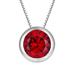 YL 라운드 솔리테어 목걸이 925 스털링 실버 폴리싱 클래식 펜던트 10MM 여성용 탄생석 주얼리