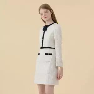 [롯데백화점]케네스레이디 리본브로치 트위드 배색 원피스 (ECOPOK70)