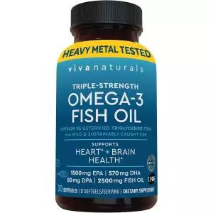 Viva Naturals Triple Strength Omega 3 Fish Oil Supplement 2500 mg Fish Oil wit