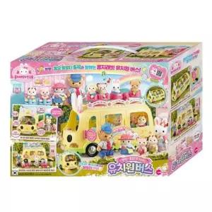 유치원버스 콩지 빵빵 불빛 토끼 다람쥐 인형 장난감