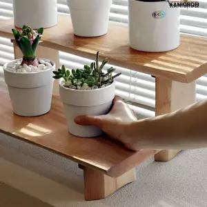 원목 진열대 나무 받침대 화분 다육이 정리 주방 거실 통원목 선반 60CM