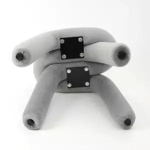 고품질 벨벳 그레이 인테리어의자 화장대스툴 등받이없는의자 (WFFF4D9)