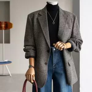 (안나앤플러스) 헤링본 울 슬릿 자켓 [자켓DDE54] 빅사이즈