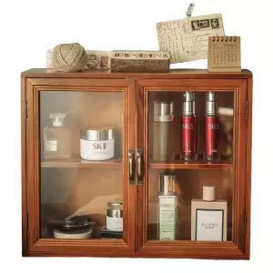 빈티지 우드 쇼케이스 원목 미니수납장 2단 향수보관 정리