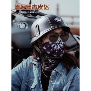 클래식 오토바이 가죽 반모 여름 헬멧 레트로 스쿠터 바이크