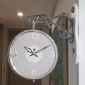 글리터 무소음 양면시계 (실버그레이) W4D0F5D