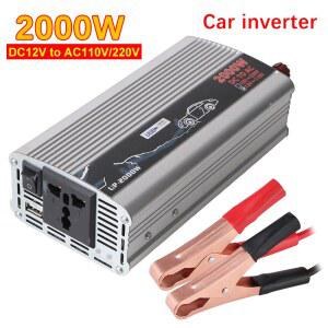 2000W 차량용 인버터 DC 12V에서 110V 220V AC 전원 소켓 USB 충전기 가정용 태양광 전력 저장 배터리 변환기