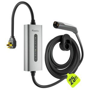 FlowGo Tesla 충전기 40A 레벨 2 EV NACS 240V, 14-50 플러그 25 FT 케이블 9.6KW 휴대용 충전 장비 15-40 암페어 모델 3 /S /Y용 현재 이동식 전기 자동차 조정 가능