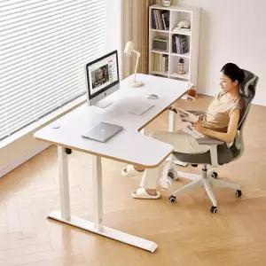 아우스 GE03 코너형 25mm상판 700폭 쿼드형 듀얼모터 전동 모션데스크 책상