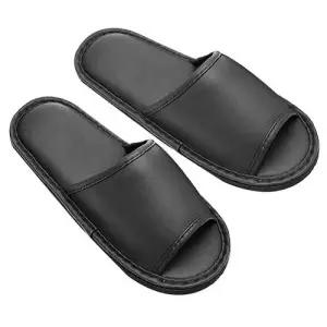 논슬립 블랙 레자 거실화 1P 깔끔한 슬리퍼 실내화 WFIKV0L