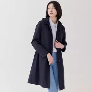 [지센] 스판 후드 탈착 사파리형 롱 점퍼형 코트 LCCAP228_DN