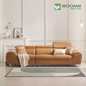 우아미가구 메리 4인 무빙헤드 가죽 소파 3color
