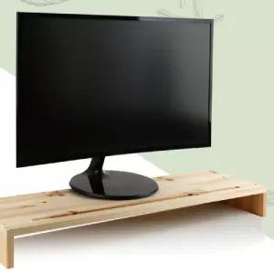 넷메이트 모니터 받침대 원목 거치대 wide 1단컴퓨터 스탠드 다이 대형선반 PC 받침선