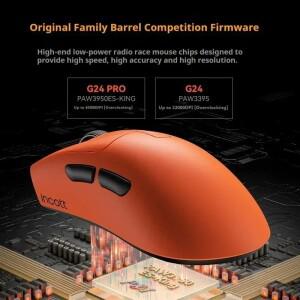 주니식 Incott G24 Pro 마우스 Paw3395  대기 시간 핫 스왑 인체공학적 경량  듀얼 모드 무선 게이밍 PC E-