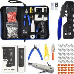 VCELINK RJ45 압착 도구 CAT7 CAT6A CAT6 CAT5e CAT5 이더넷 커넥터용 올인원 패스스루 크림퍼 (나사