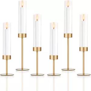 금 양초 홀더 6종 세트 테이퍼 및 기둥 양초용 유리가 달린 키 큰 허리케인 캔들 결혼식 크리스마스 파티