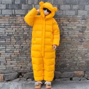 오리털 침낭패딩 곰돌이전신패딩