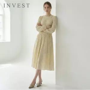 [인베스트] 도트 나염 스트링 롱 원피스_IN6S1OP3051