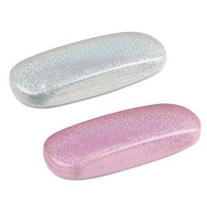 몰샤인 2피스 글리터 하드 쉘 안경, 휴대용 눈부시게 매끄러운 안경 케이스 남성 여성 여행 연구 작업