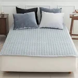 바닥이불 피그먼트패드겸이불 매트리스깔개 빌리 극세사패드 퀸 민트그레이