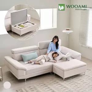 우아미가구 서온 4인용 패브릭 황토볼 온열 온도조절 흙소파+스툴