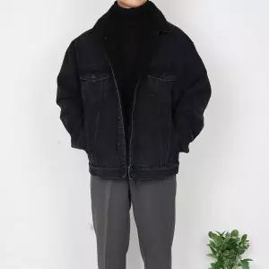 [하프클럽/맨즈북]스톤워싱 남성 양털점퍼 겨울 청자켓 흑청 오버시어링