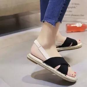 여성 샌들 푹신한 키높이 플랫 스트랩 편한-WFICLOG