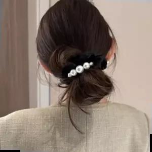 펄진주 세련미 벨벳포인트 스크런치 곱창머리끈 헤어슈슈 밴드 곱창 머리끈 헤어끈