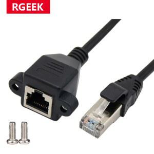 RGEEK 8P8C FTP STP UTP RJ45 남성-여성 100M1000M 속도 Cat5 Cat6e 나사 패널 마운트 이더넷 LAN 네트워크 연장 케이블